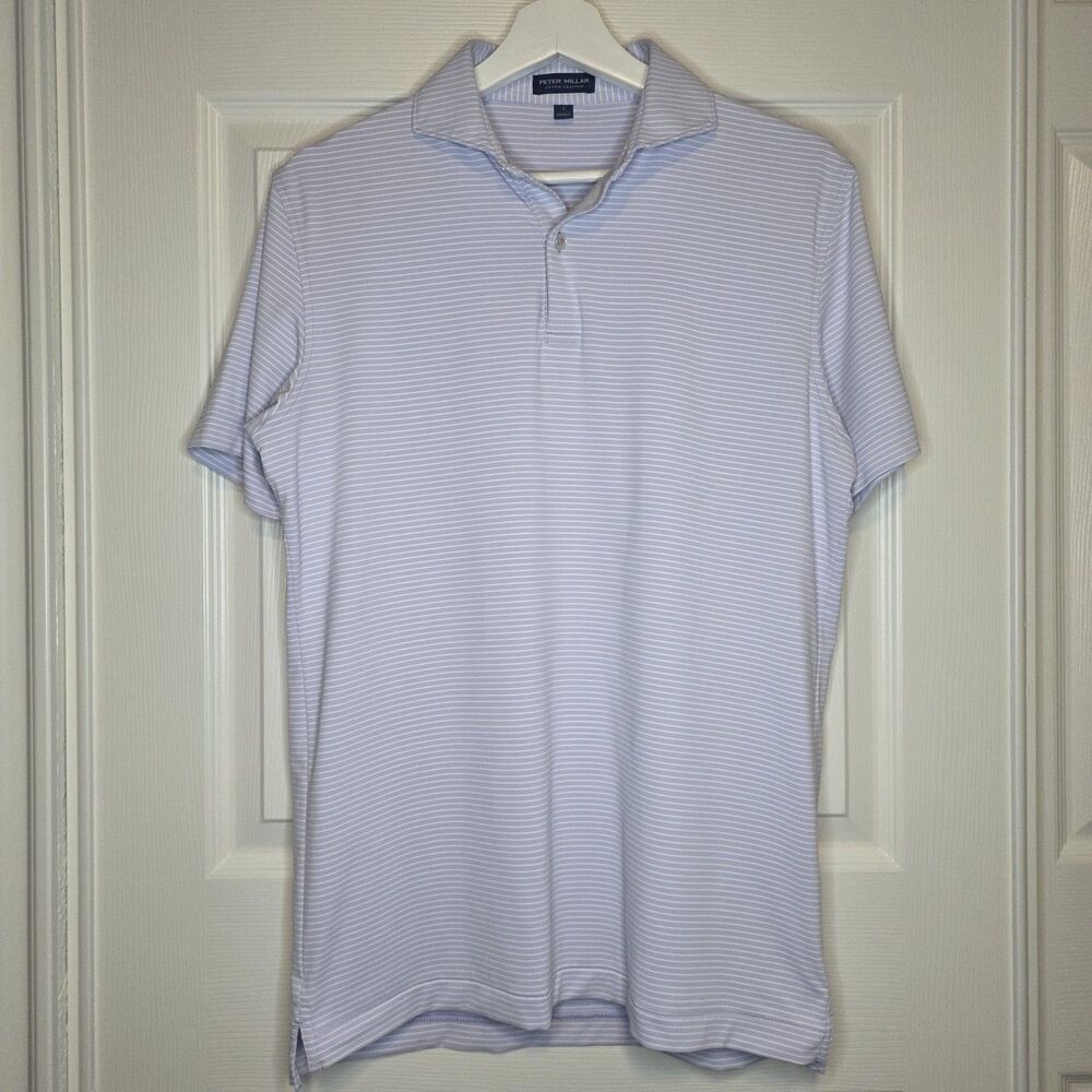 Peter Millar Crown Crafted Polo Shirt Lavender & White Golf Mens Small